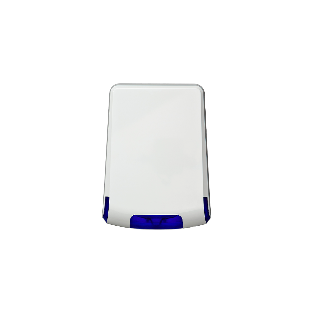Sirena piezo de exterior, LED albastru, 85/105 db, baterie integrata de 9V, certificata GRADE 2, Cla - 1