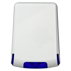 Sirena piezo de exterior, LED albastru, 85/105 db, baterie integrata de 9V, certificata GRADE 2, Cla - 1