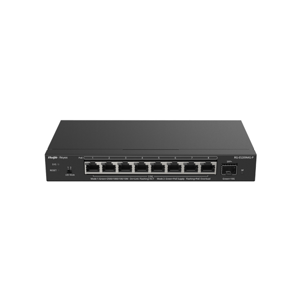 Switch 8 x RJ45 2.5G PoE, 1 x SFP+ 10G, Cloud Management - Ruijie Reyee RG-ES209MG-P - 1