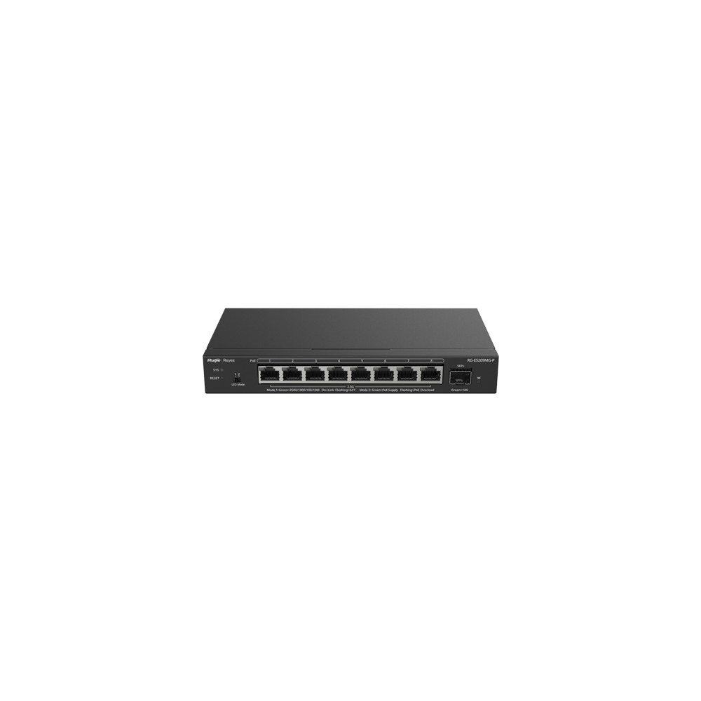 Switch 8 x RJ45 2.5G PoE, 1 x SFP+ 10G, Cloud Management - Ruijie Reyee RG-ES209MG-P - 1
