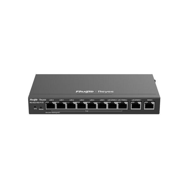 Router 8 x RJ45 1G PoE, 2 x RJ45 1G, Buget PoE 110W, Multi-WAN, Cloud Management - Ruijie RG-EG210G- - 1