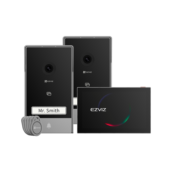 Kit video-interfon, monitor tactil 7', 2 posturi exterioare, camera 2K, audio, IR 6m, Wi-Fi - EZVIZ  - 1