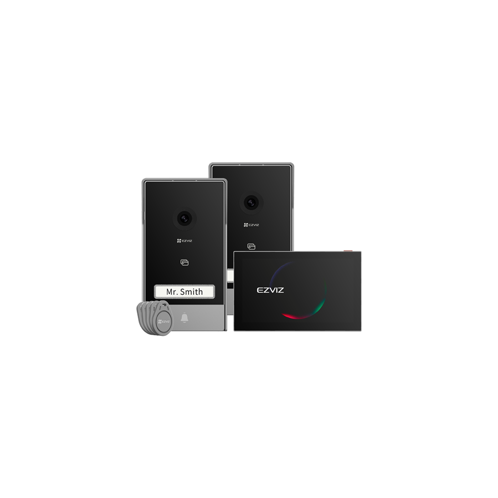 Kit video-interfon, monitor tactil 7', 2 posturi exterioare, camera 2K, audio, IR 6m, Wi-Fi - EZVIZ  - 1