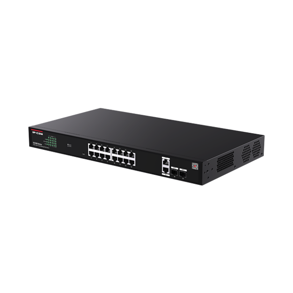 Switch 16 x RJ45 1G PoE, 2 x SFP 1G, 2 x RJ45 1G, Management, 1U - IP-COM G2220P-16-250W  - 1
