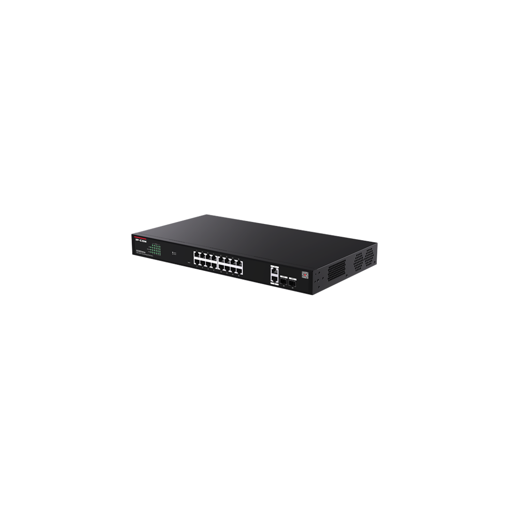 Switch 16 x RJ45 1G PoE, 2 x SFP 1G, 2 x RJ45 1G, Management, 1U - IP-COM G2220P-16-250W  - 1