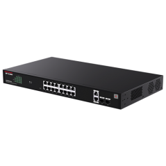 Switch 16 x RJ45 1G PoE, 2 x SFP 1G, 2 x RJ45 1G, Management, 1U - IP-COM G2220P-16-250W  - 1