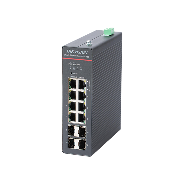 Kit Switch 8 x RJ45 Gigabit PoE 802.3af/at/bt, 4 x SFP Gigabit, Management, Sursa 240W - HIKVISION D - 1