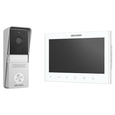 Kit videointerfon analogic 7inch, camera, conectare 2 fire - HIKVISION DS-KIS102-P-Aparent - 1