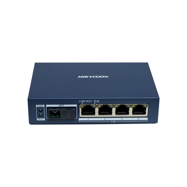 Mediaconvertor Gigabit 4 x RJ45 PoE, 1 x SC Single-Mode Bi-directional, 20 km - HIKVISION DS-3D504TP - 1