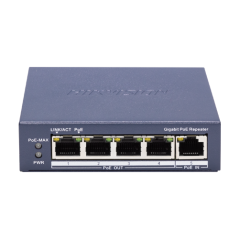 Switch-repeater Gigabit 4 x RJ45 PoE Out af/at, 1 x RJ45 PoE In af/at/bt, Management - HIKVISION DS- - 1